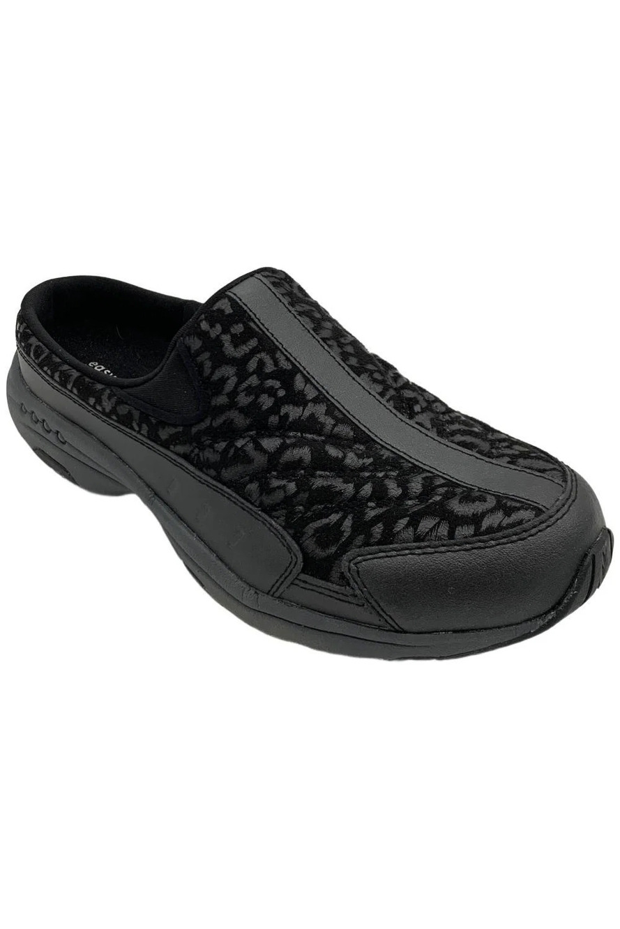 Easy Spirit Women's Traveltime Leopard Print Slip-On Clog Black - Medium